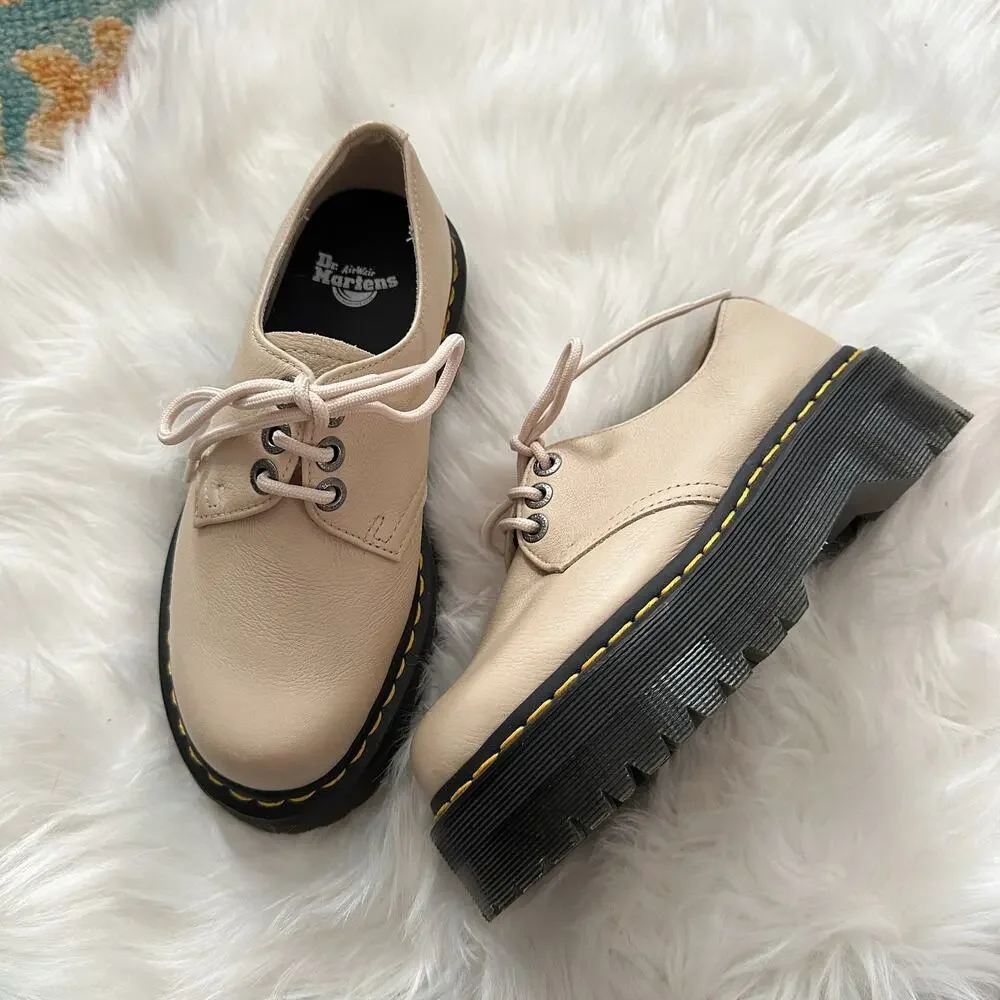 Dr. Martens 1461 II Pisa Leather Platform Shoes in Parchment Beige Size 6 - Picture 1 of 6